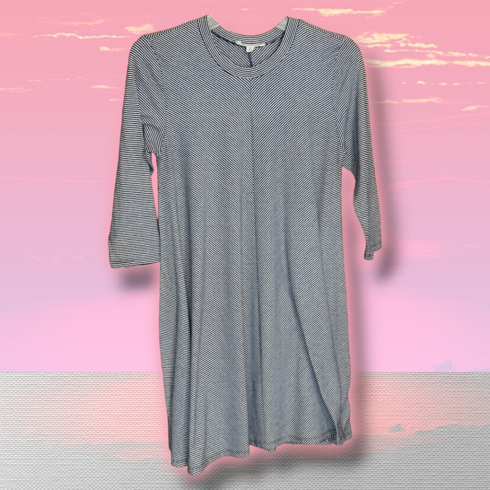 Rolla Coster | Black & Grey Striped Long-Sleeve Shirt Dress | Medium |